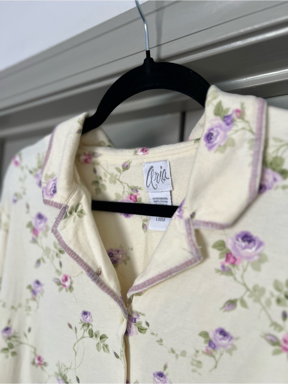 Aria Floral Cotton Button Front Nightshirt Large - Picture 4 of 5